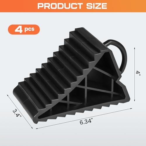 Image of Taifa 4PCS Wheel Chocks for Travel Trailers, RV Wheel Stoppers Tire Chock with Portable Handle for Camper Cars Trucks etc., Black