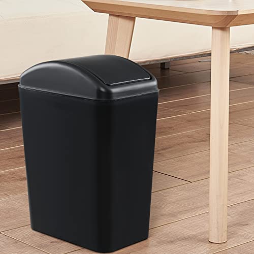 Caneca de basura rectangular negra con tapa abatible miniatura 5
