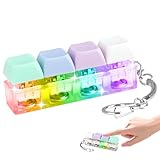 4 Button Keyboard Fidget Toy, Funny Fidget Keyring with LED Light, Mini Keyboard Fidget Toys Finger Keyboard Caps Toy Decompression Toys to Relief Stress Pass the Time
