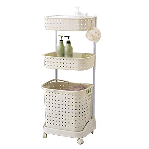 LGESR Carrito de Servicio, Móvil Multiusos de plástico extraíble de 3 Niveles con Ruedas de Goma, Capacidad de Carga: 40 kg, 3 Colores
