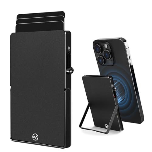 Cartera magnética para iPhone en el gimnasio y oficina con tarjetero minimalista de metal