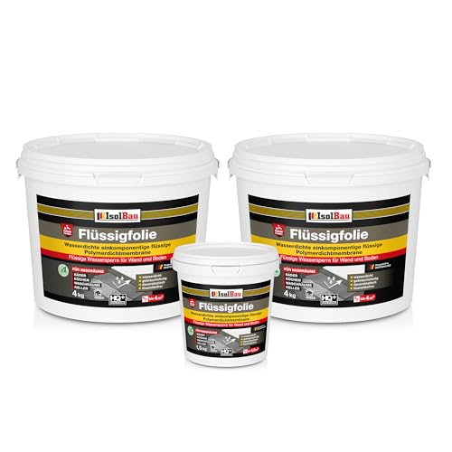 Isolbau Flüssigfolie 9,5 kg - Abdichtung für Dusche, Bad, Küche - MPA-Zertifikat Duschabdichtung für Wand und Boden - Abdichtungsmasse Wasserdicht und Lösemittelfrei
