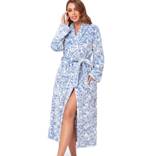 Image of RONGTAI Womens Bathrobe Ladies Fleece Plush Warm Long Robes Fleece Nightgown Sleepwear