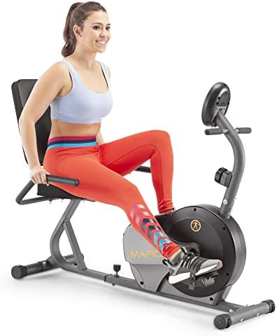 Marcy Magnetic Recumbent Bike with Adjustable Resistance and Transport Wheels NS-716R, 11.00 x 22.00 x 31.00"