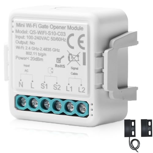 Apriporta da garage Smart WLAN, apriporta del garage tramite telefono cellulare, controllo app, compatibile con Alexa/Google Home, controllo vocale, timer, adatto per corrente continua e CA, nessun