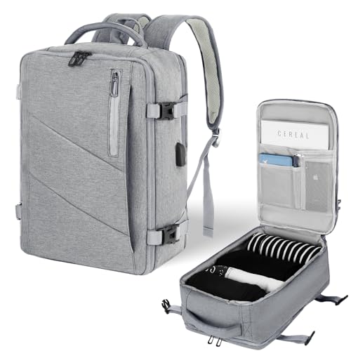 Voesld Mochila Viaje Cabina Avion 40x20x25 Para Ryanair, Mochila Portatil Mochila De Viaje Hombre Mujer Gris Claro Mochila Ordenador Bolsa De Viaje Con Puerto Usb, 20l Voesld Mochila Viaje Cabina Avion 40x20x25 Para Ryanair, Mochila Portatil Mochila De Viaje Hombre Mujer Gris Claro Mochila Ordenador Bolsa De Viaje Con Puerto Usb, 20l