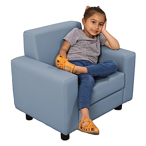 Factory Direct Partners SoftScape Inspired Playtime Classic Reading Chair, Children's Commercial-Grade Upholstered Furniture for Home, Daycare, Preschool; Modern Design - Powder Blue, 14472-PB