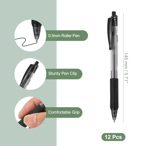 Bolígrafos roller 0.5mm negro 12 unidades PATIKIL miniatura 2