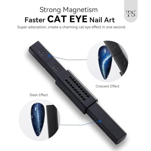 Image of THR3E STROKES 5 in 1 Magnet for Cat Eye Gel Nail Polish, Multifunctional Magnetic Nail Tool, Upgraded Cross Cat Eye Magnet for Nail Designs 3D Cateye Nail Gel Strong Nail Art Magnet Home Salon (9 PCS SET MAGNET)