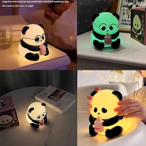 Image of Desidiya Baby Panda Rechargeable Silicone Night Lamp - Cute Panda Lamp, Kids Night Light, Nursery Decor, Birthday Gift, Silicone LED Light