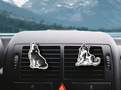 Image of WIRESTER Set of 2 Fresh Scented Car Air Freshener Vent Clip, Decorative Accessories, Interior Decoration for Cars, Dog, Cat, Fox, Frog, Raccoon, Pig Funny Playful Postures