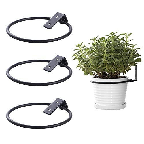 ACECITY Anneau Pot De Fleur Rack, 3 Pcs Tenture Murale Pot De Fleur Rack De Stockage Montage Mural Plante Appliquer à Étagère Simple pour Balcon Jardin Maison Cour Cover