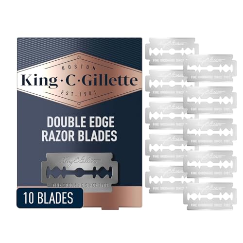 King C. Gillette Double Edge Safety Razor Blades 10 count, Stainless Steel Platinum Coated Blades