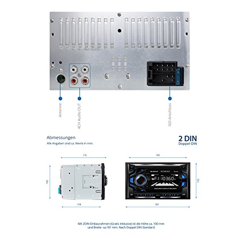 XOMAX XM-2RSU419 Autoradio con Bluetooth, Porta