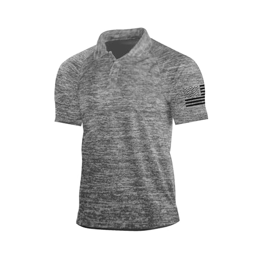 Camiseta polo para hombre H HYFOL, transpirable y secado rápido, manga corta, estilo casual patriótico miniatura 1