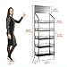 XNKLMYT 5 Tier Retail Display Rack, Metal Snack Rack with Wheels, 24inch Wide Chip Snack Display Stand with 15 Hooks for Kitchen Office Supermarket, Black