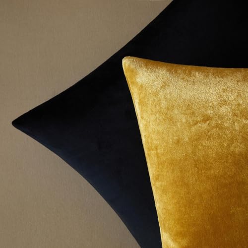 Image of JUSPURBET 24x24 Decorative Velvet Throw Pillow Covers Cases Set of 2,Golden | Cozy Soft Cushion Covers with Invisible Zipper for Couch Sofa Bed Living Room Bedroom Home Decor