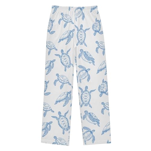 Boys' Pants Blue Sea Turtle Ocean White Long Bottoms Jogger Pants Elastic Waist Trousers with Pockets S-XL