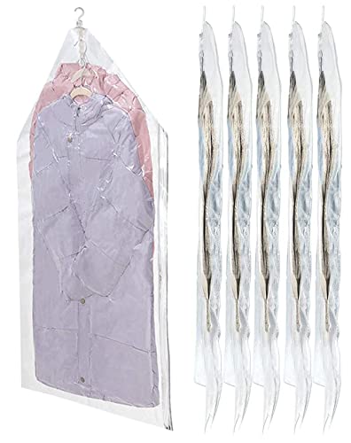 Hanging Vacuum Storage Bags For Clothes 6 Pack Jumbo Space Saver Bags, Vacuum Seal Bags For Clothing Storage, Compression Storage Bags For Long Coat Dress Garment Jacket, Closet Organizer, Reusable #TOP2