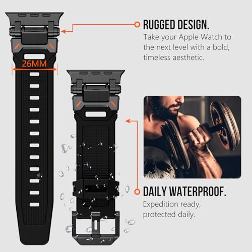 Image of KADES Rugged TPU Sport Band for Apple Watch Ultra 3 /2 /1 49mm, Metal Connectors for Apple Watch Series 11 /10 /SE3 46mm Series 9 /8 /SE2 /7 /6 /SE /5 /4 /3 /2 /1 45mm /44mm /42mm