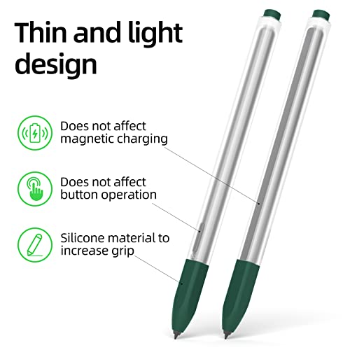 Image of Compatible with Samsung Galaxy Tab S7 /S7+ /S7 FE /S8 /S8+ /S8 Ultra /S9 /S9+ /S9 Ultra Pencil Case S Pen Case, Silicone Translucent Non-Slip Cover. (Midnight Green)