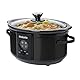 Brabantia Slow Cooker, 3,5 Liter (3-4 Personen), Entnehmbare Keramikschale & Glasdeckel, 3 Temperatureinstellungen & Warmhaltefunktion, Schongarer, Slowcooker, 180 Watt, Schwarz, BBEK1081MB