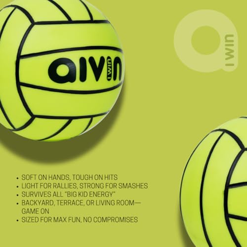 Image of Aivin Home-Play Volleyball | Grooved Grip PVC Surface | All-Surface Play | Balanced Flight & Consistent Bounce | Indoor & Outdoor Use (Neon Lime, 1)