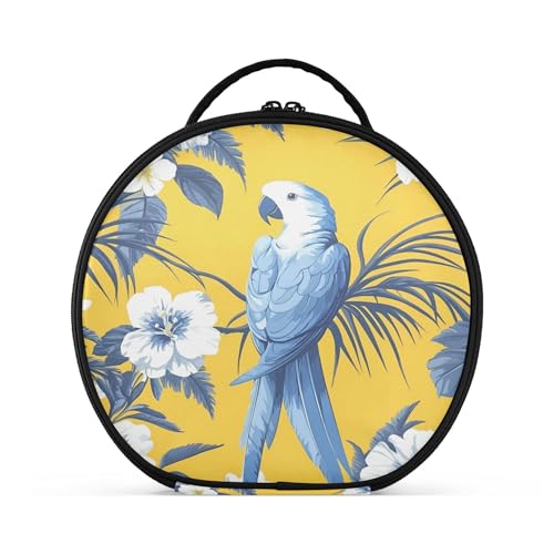 Takiito Tropical Blue Macaw Parrot Travel Makeup Case Portable Makeup Box Artist Cosmetic Case Organizer With Adjustable Dividers
