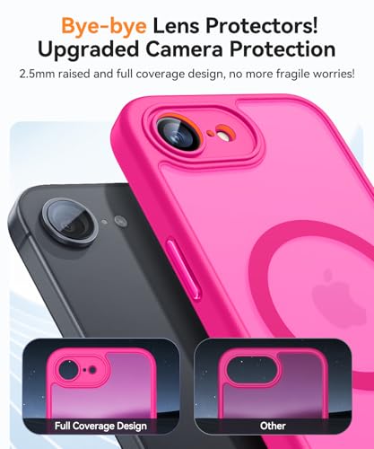 Image of CANSHN Magnetic for iPhone 17e / 16e Case, Upgraded [Full Camera Protection] [Compatible with Magsafe] [Translucent Matte] Shockproof Protective Phone Case for iPhone 17e / 16e - Hot Pink