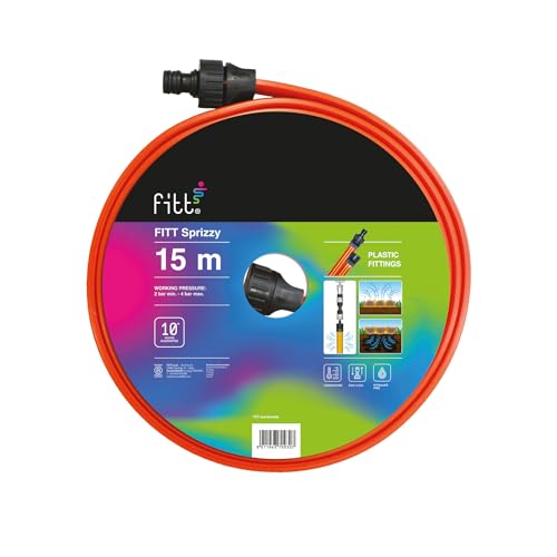 FITT SPRIZZY 15m - Tubo manichetta microforata a Tre Vie Ideale per Irrigare a Getto e Impregnamento superfici Strette e Lunghe, per Uso hobbystico