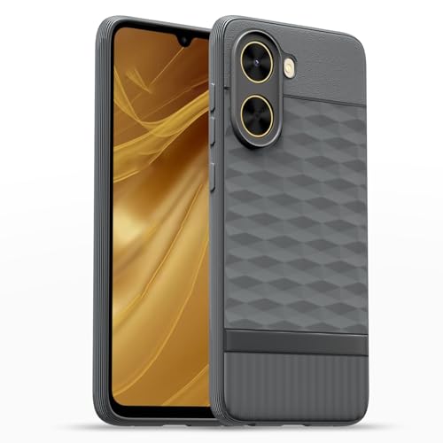 Image of Pikkme Back Cover for Poco C71 / Redmi A5 Camera Protection 3D Hexa Cube Design Silicone Protective Bumper Case (Grey)