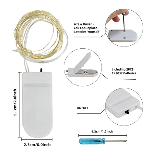 Wertioo 24 Pack Fairy Lights Battery Operated, 6.5Ft 20 Led String Lights Flexible Silver Wire Mini Fairy String Lights For Indoor Mason Jars Wedding Party Christmas Decor #TOP1