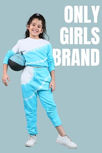 Image of Tweeny Mini Girls Kids Pure Cotton Terry Joggers Set | Tie Dye Co ord Set Winter Combo Outfit with Full Sleeves Sweatshirt and Pants | Relaxed and Comfortable Fittings