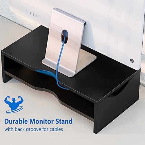Zimilar Monitor Stand, 2-Tier Laptop Computer Monitor Stand Riser for PC, iMac, Desktop Wooden Screen Stand with Storage Organizer for Home Office - Thumbnail 2