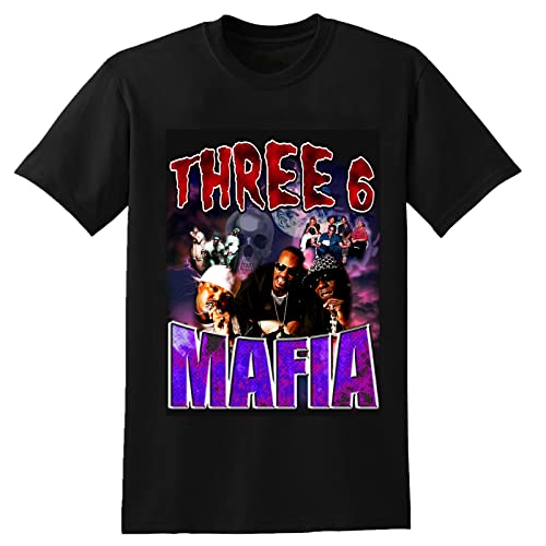 Three 6 Mafia Hip Hop Rap T-Shirt Unisex Men tee Shirt Black L Cover