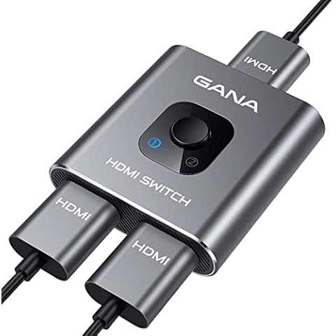 GANA HDMI Splitter, 4K HDMI Switch 2 in 1 Out or 1 in 2 Out, Aluminum HDMI Switcher for TV/PC/Laptop/DVD/PS4/PS3/Xbox 360/Xbox One/TV Stick/Gaming box/Blu-Ray-Player/Projector Cover
