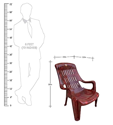 Image of Cello Comfort Relax Plastic Arm Chair |Single Chair for Balcony | Garden | Living Room | Indoor and Outdoor Use | Color: Rosewood; Single Chair