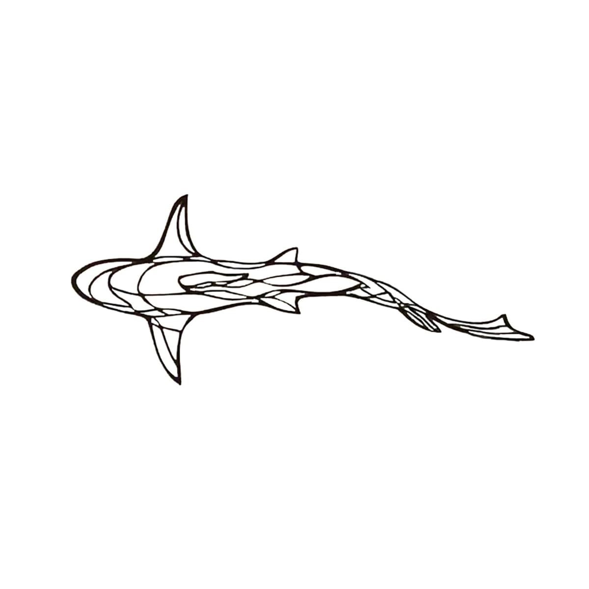3D Metal Fish Wall Decor, Abstract Line Shark Art Sculpture, Swimming Pool Wall Decoration, Ocean Theme Metal Silhouette, Inspirational Wall Art for Living Room,69 * 30cm