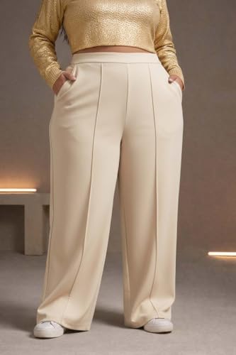 Image of KOTTY Women's Plus Size High Waist Wide Leg Pants for Stylish Comfort and Confident Casual /Stylish Wear