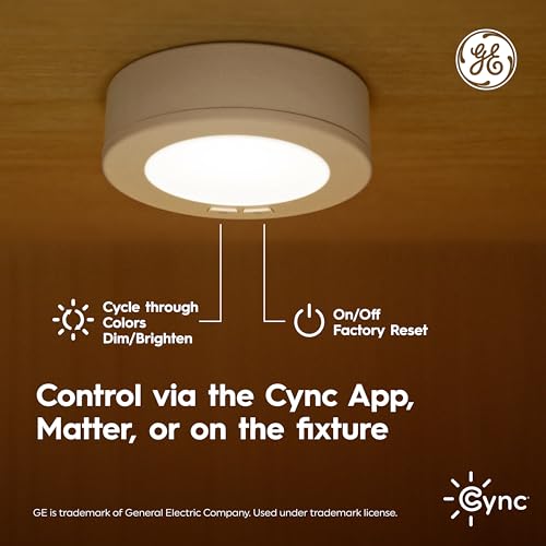 Image of Cync GE Reveal HD+ Color Changing Smart Puck Lights, Wi-Fi, 3-Pack