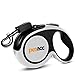 petacc Retractable Dog Leash, Reuse Design Heavy Duty Pet Walking Leash 360° Tangle Free,16ft Strong Nylon Tape, One-Handed Brake, Pause, Lock (Large), Grey