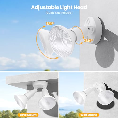 Onforu 2-Pack Adjustable Twin PAR Holder, Outdoor Flood Light Fixture Max 300W (Bulbs Not Included), Switch Controlled Security Lights, Exterior Flood Lighting for Garage, Driveway, Porch by Onforu - Used condition - Image 4