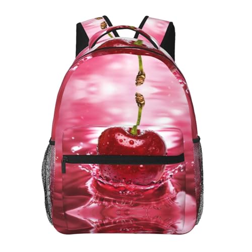Sac à dos léger OdDdot en toile noire imprimé cerises pour hommes et femmes au quotidien