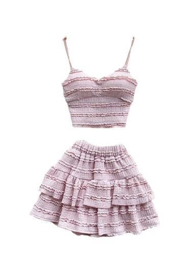 Women V Neck Strap Crop Tops and Short Pleated Skirt Women Beachwear Suits