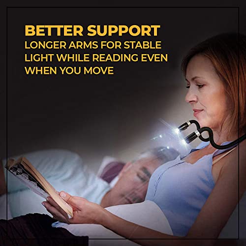 Image of LED Neck Reading Light, Book Light for Reading in Bed, 3 Adjustable Brightness, Flexible Soft Silicone Bendable Arms, Perfect for, Repairing, Book Lights for Reading at Night in Bed! (Pink)