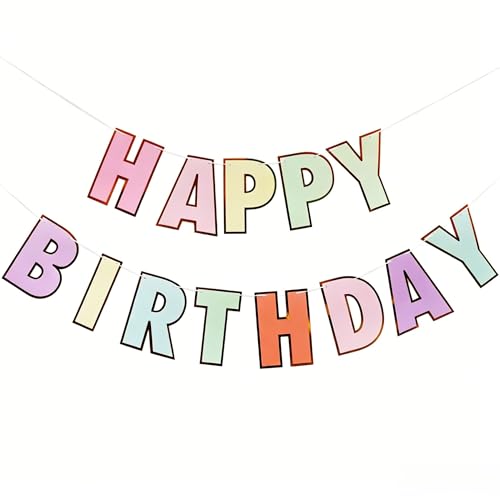 Image of Happy Birthday Banner Birthday Party Supplies Garland Decorations Birthday Signs Nursery Hanging Decor (Macaroon)
