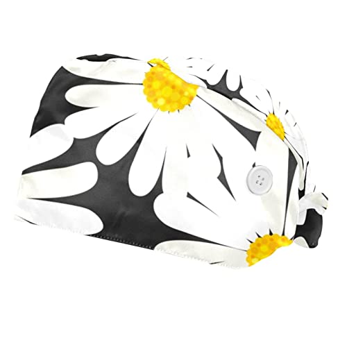 Chapeaux bouffants marguerite 2PCS avec bandeau anti-transpiration pour le travail