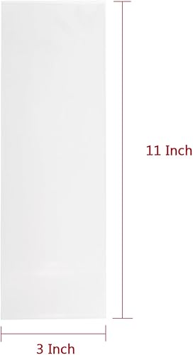 Miniatura 5 de Volanic 100 bolsas transparentes de 5 x 11 pulgadas, bolsa plana de celofán OPP con lazos coloridos para regalo de boda, dulces, galletas,