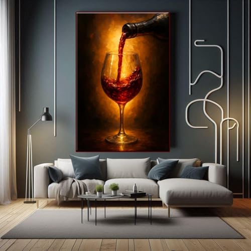 Tableau verre à vin rouge sans cadre toile déco murale grand format
