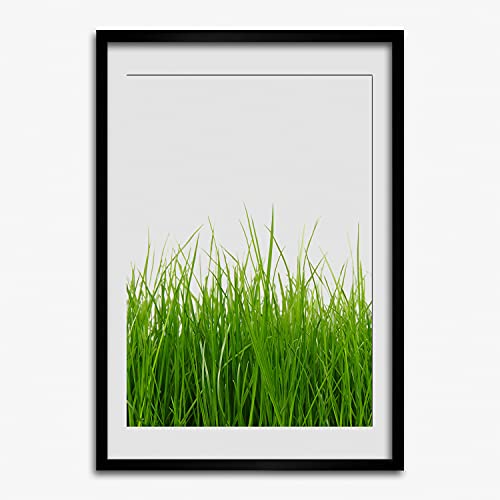 Tableau cadre en bois 50x70 cm d'herbe verte pour salon moderne et apaisant Tulup